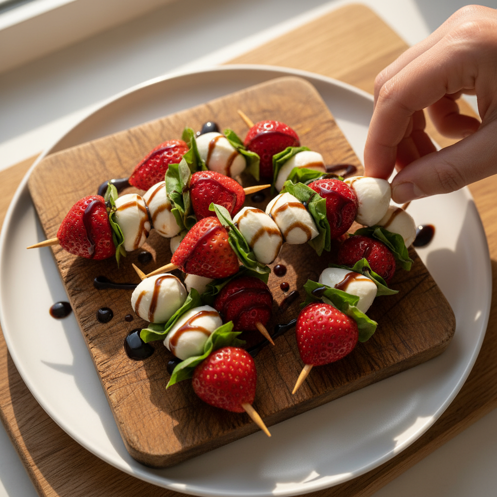 Strawberry Basil Caprese Skewers