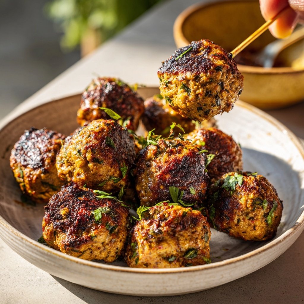 Moroccan Spiced Meatball Skewers