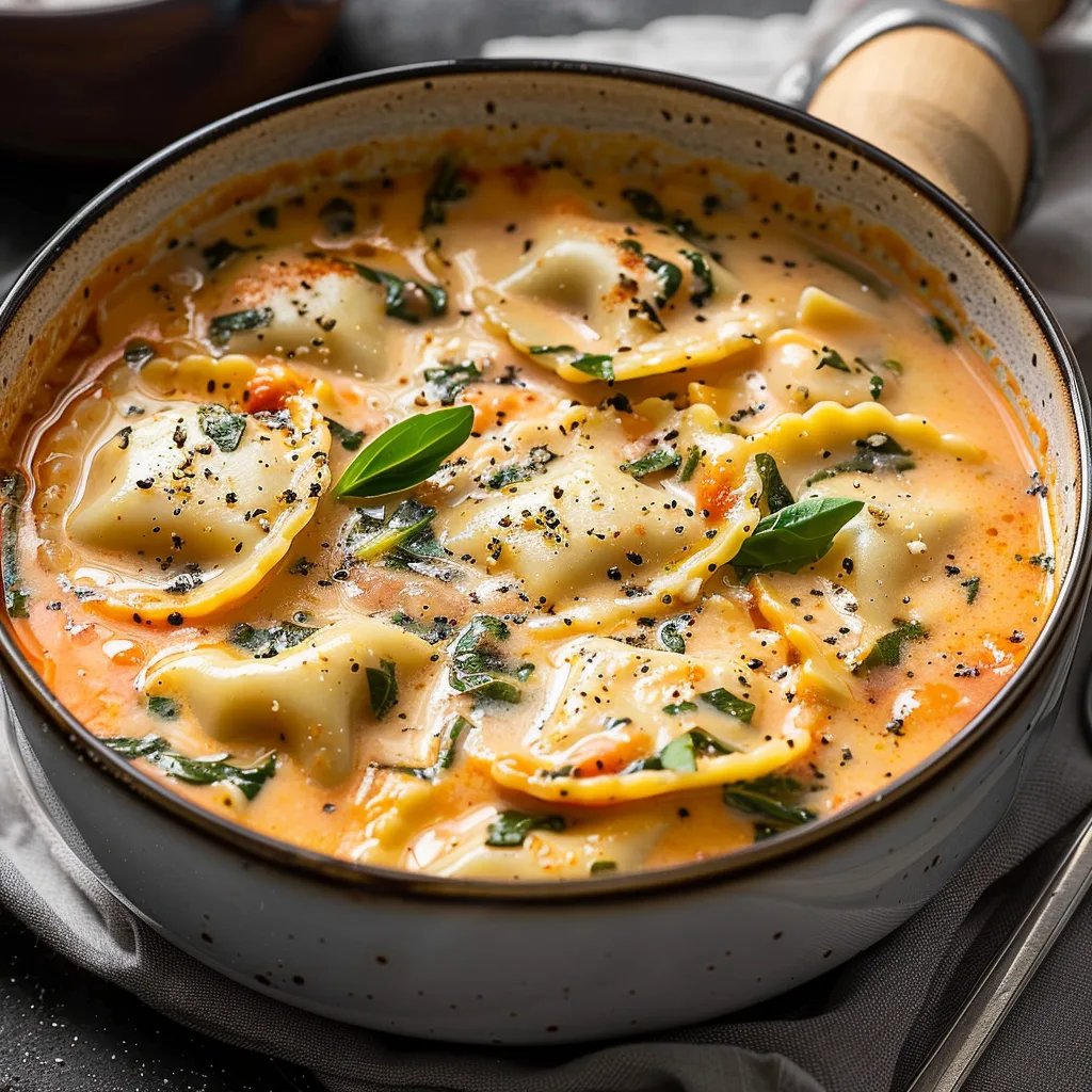 Creamy Tuscan Ravioli Soup