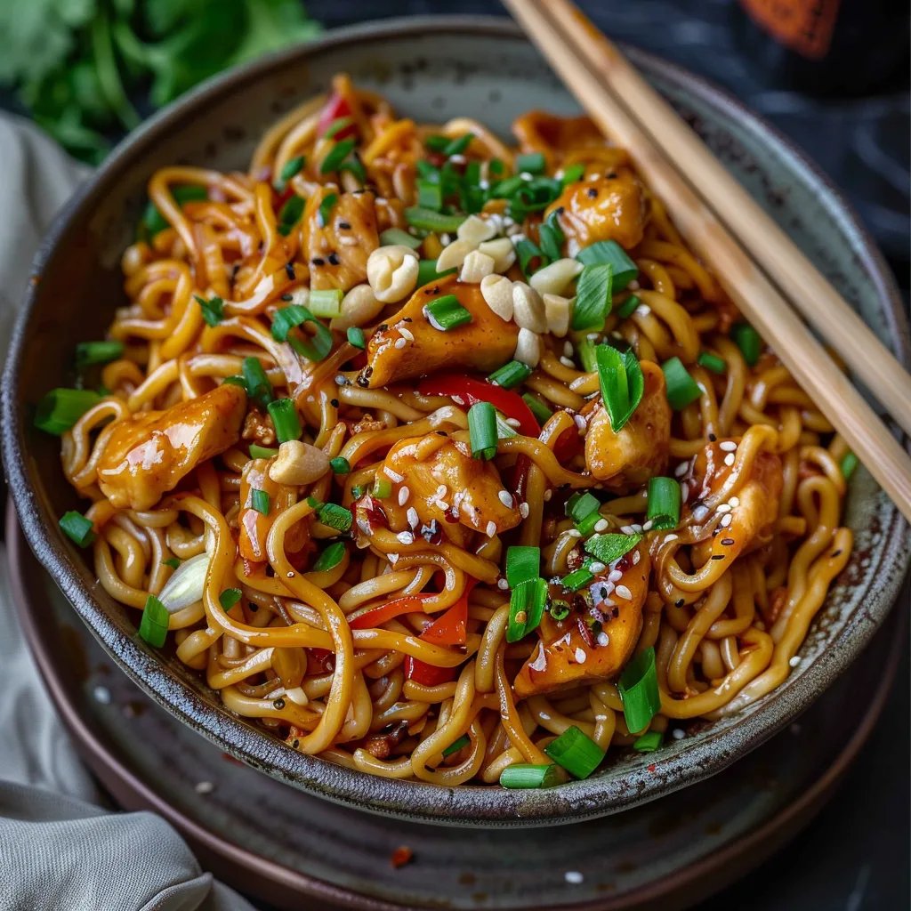 Sticky Garlic Chicken Noodles