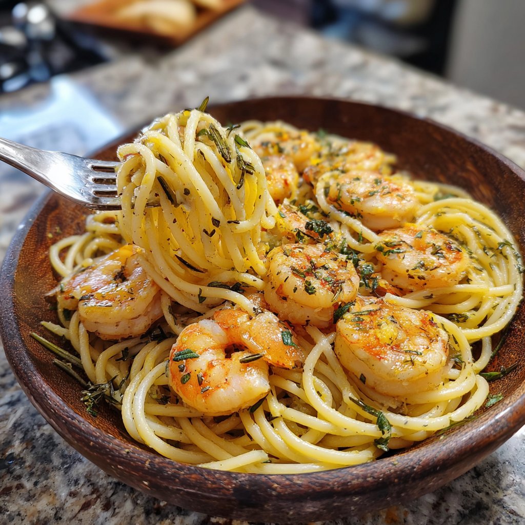 Lemon Rosemary Pasta with Shrimp