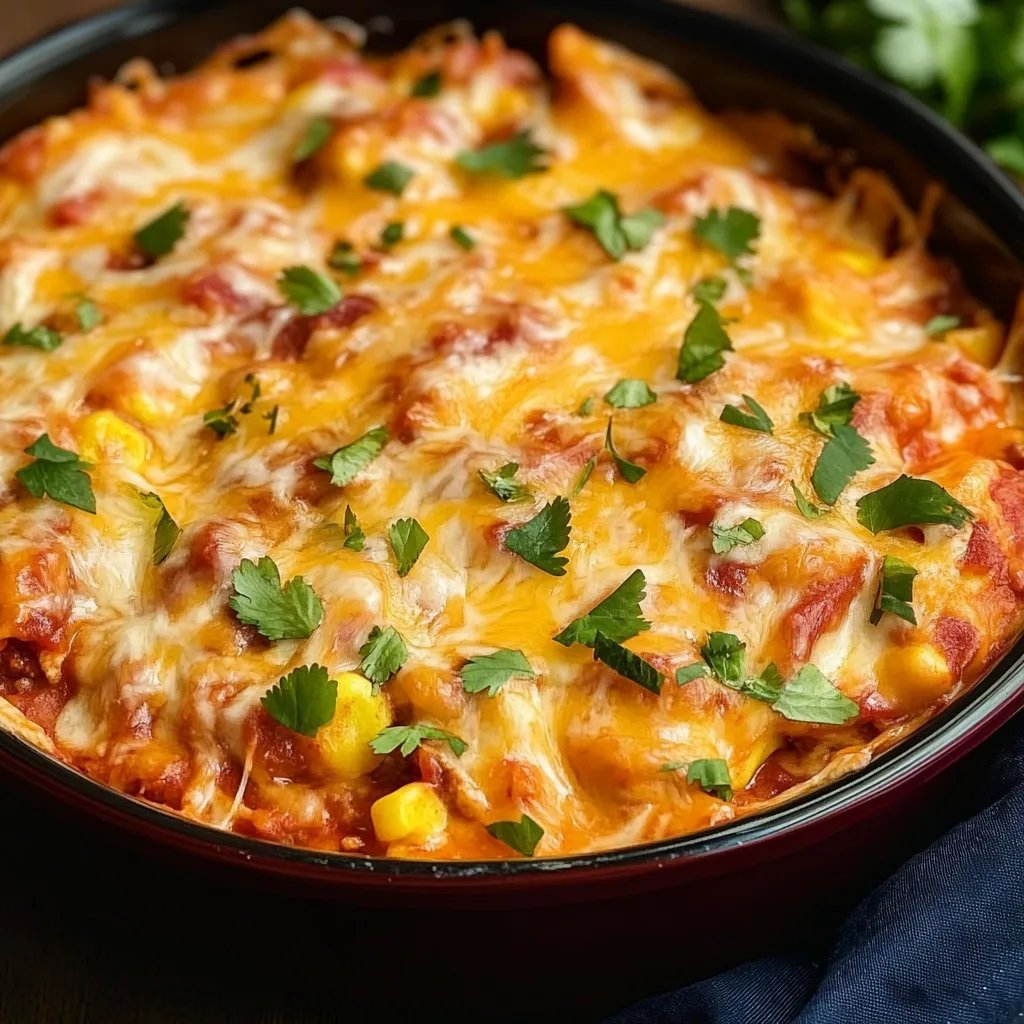 Hearty Crockpot Chicken Enchilada Casserole