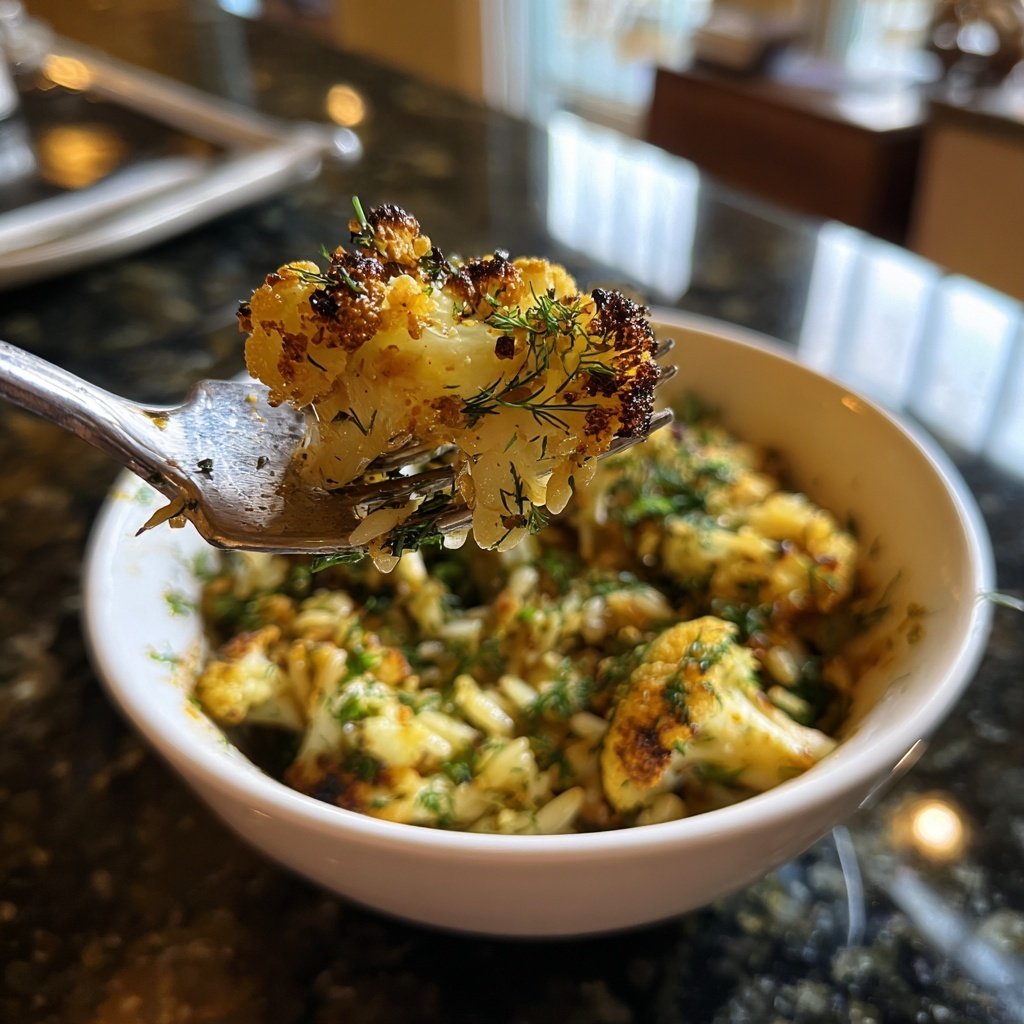 Charred Cauliflower Orzo with Lemon Dill