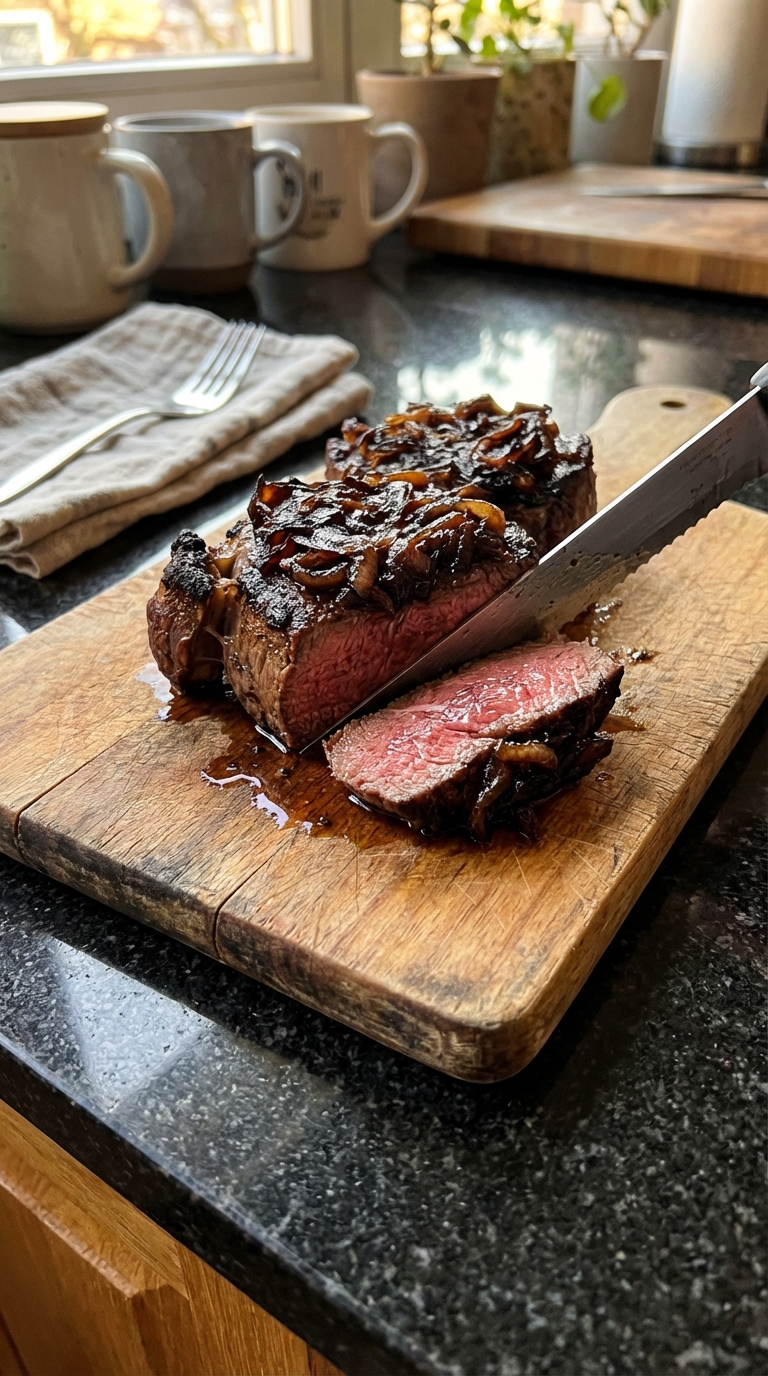 Filet Mignon with Caramelized Onions