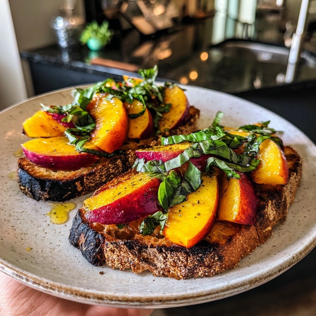 Peach Basil Bruschetta
