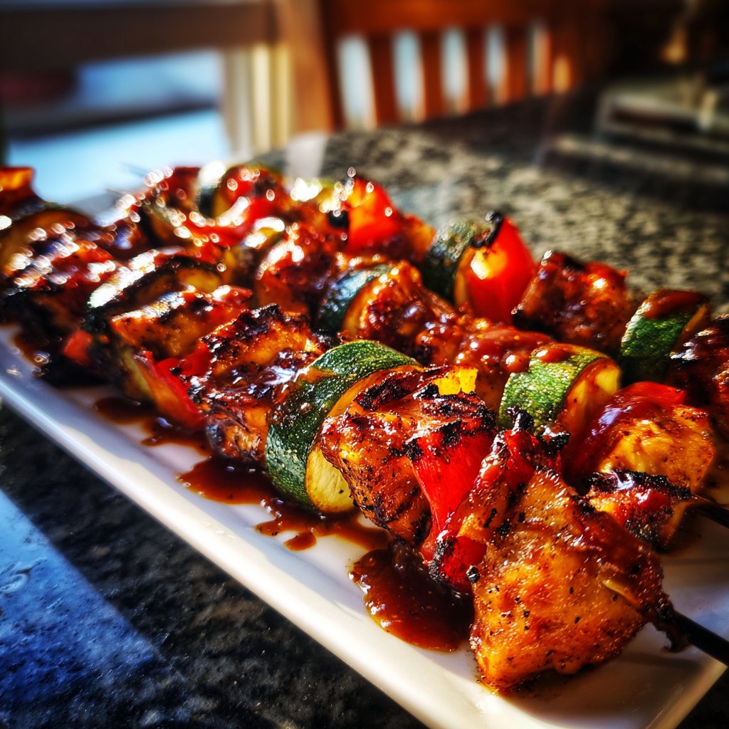 Barbecue Chicken & Veggie Skewers