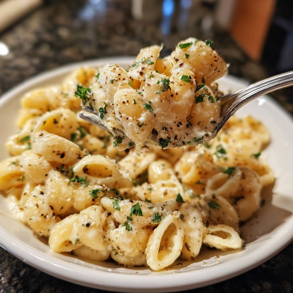 Creamy Garlicky Alfredo Ditalini Pasta